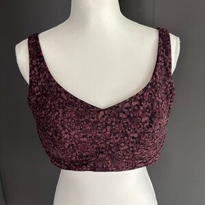 Athleta Burgundy Floral Bikini Top